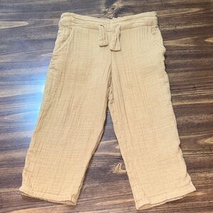 Old Navy Beige Cotton Gauze Drawstring Kids Pants size 3T